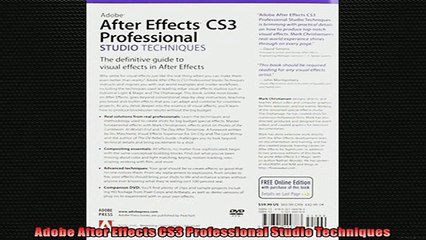 FREE DOWNLOAD  Adobe After Effects CS3 Professional Studio Techniques  FREE BOOOK ONLINE