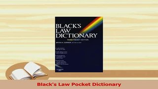 Read  Blacks Law Pocket Dictionary Ebook Free