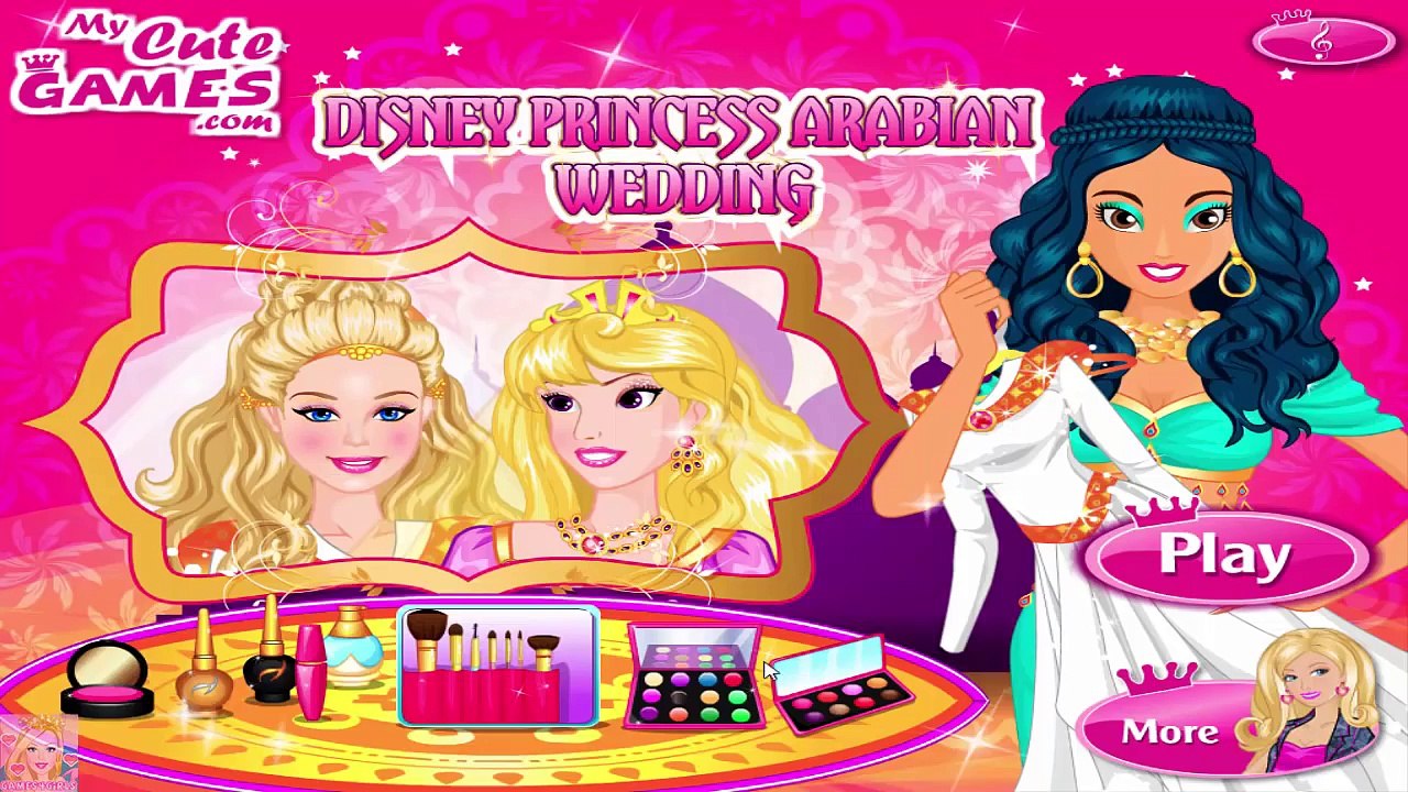 Disney Princess Arabian Wedding - Jasmine and Barbie Makeup and Dress Up Games