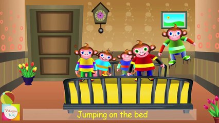 Five Little Monkeys Jumping on the Bed Nursery Rhyme - Cartoon Rhymes For Children