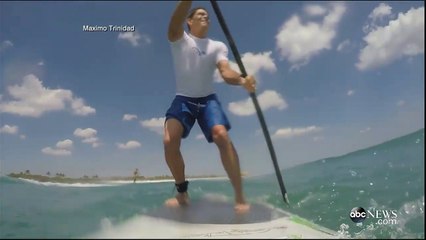 Shark Collides With Man on Paddleboard