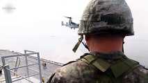 US Marines V 22 Landing on Korean Amphibious Assault Ship