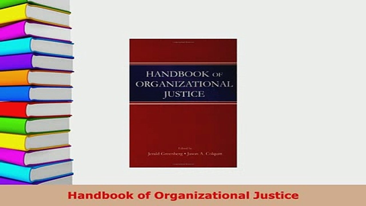 PDF  Handbook of Organizational Justice Download Online