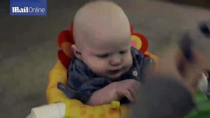Baby smiles in delight at seeing his mother for the first time in his life after receiving glasses