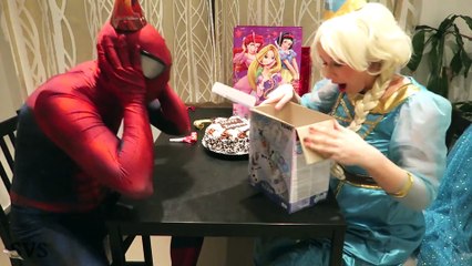 SPIDERMAN & FROZEN ELSA vs JOKER - Birthday Party Prank - Superhero Fun in Real Life  )