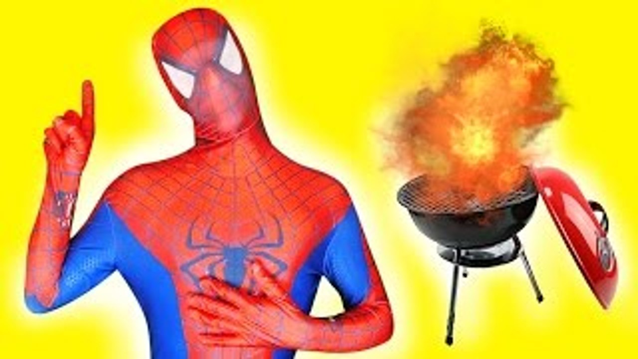 Spiderman vs Avengers Captain America - Spider-Man Eats BBQ Time! Funny Superhero Movie In Real Life