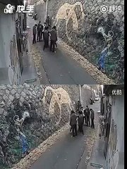 A Chinese young girl uses martial arts in self-Defense on street