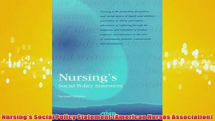 Free   Nursings Social Policy Statement American Nurses Association Read Download