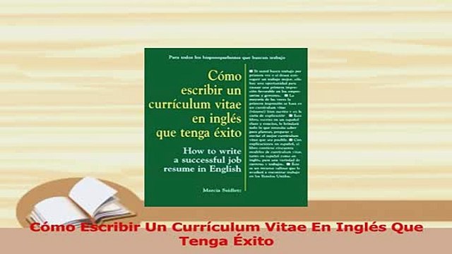 PDF Cómo Escribir Un Currículum Vitae En Inglés Que Tenga Éxito Download Full Ebook