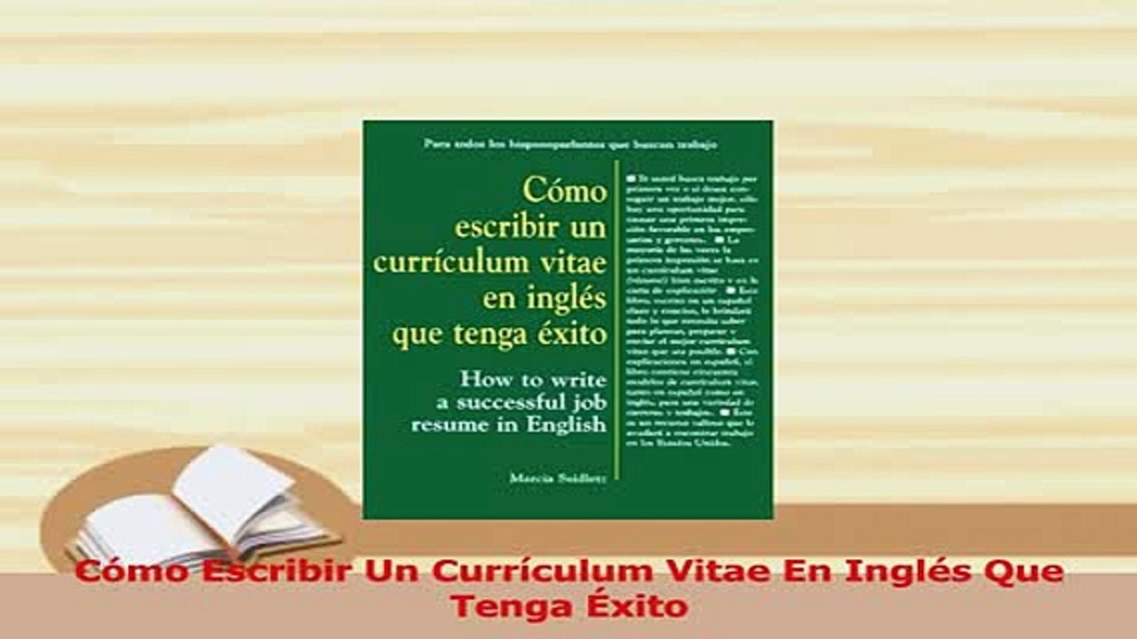 PDF  Cómo Escribir Un Currículum Vitae En Inglés Que Tenga Éxito Download Full Ebook