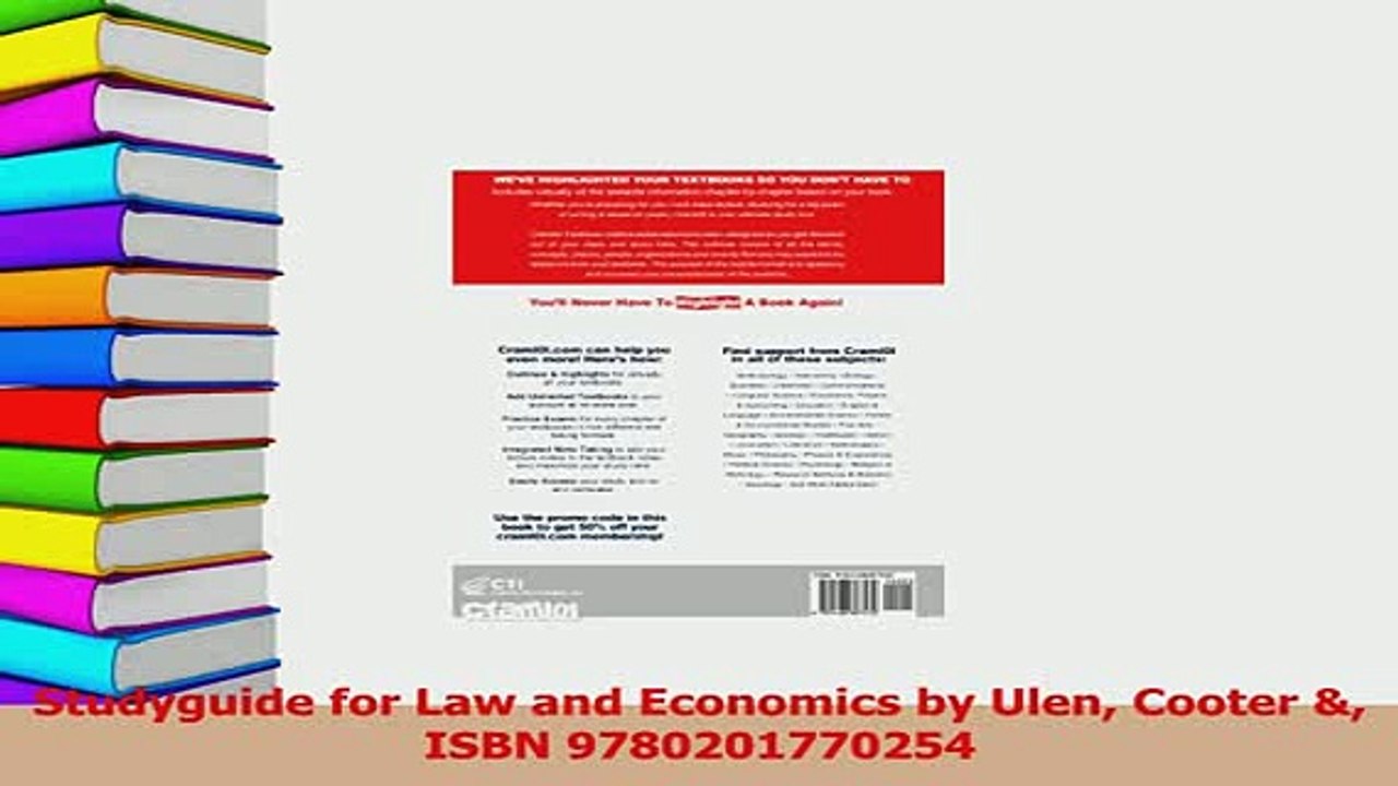 Download  Studyguide for Law and Economics by Ulen Cooter  ISBN 9780201770254 Ebook Free