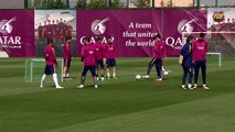 FC Barcelona training session: Attention switches back to Champions League