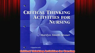Free   Critical Thinking Activities for Nursing Read Download
