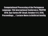 Read Computational Processing of the Portuguese Language: 11th International Conference PROPOR