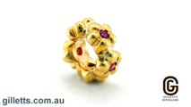 Pandora Gold Ruby Flowers Charm - Pandora code 750436RU
