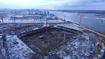 Строительство стадиона в Нижнем Новгороде. Видео 04/05/2016