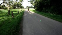 Un athlète fait du roller sur les mains et enchaîne les figures. Dingue....