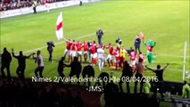 Nimes 2/Valenciennes 0-Joie des joueurs et du public apres la victoire-ligue 2-08-04-2016
