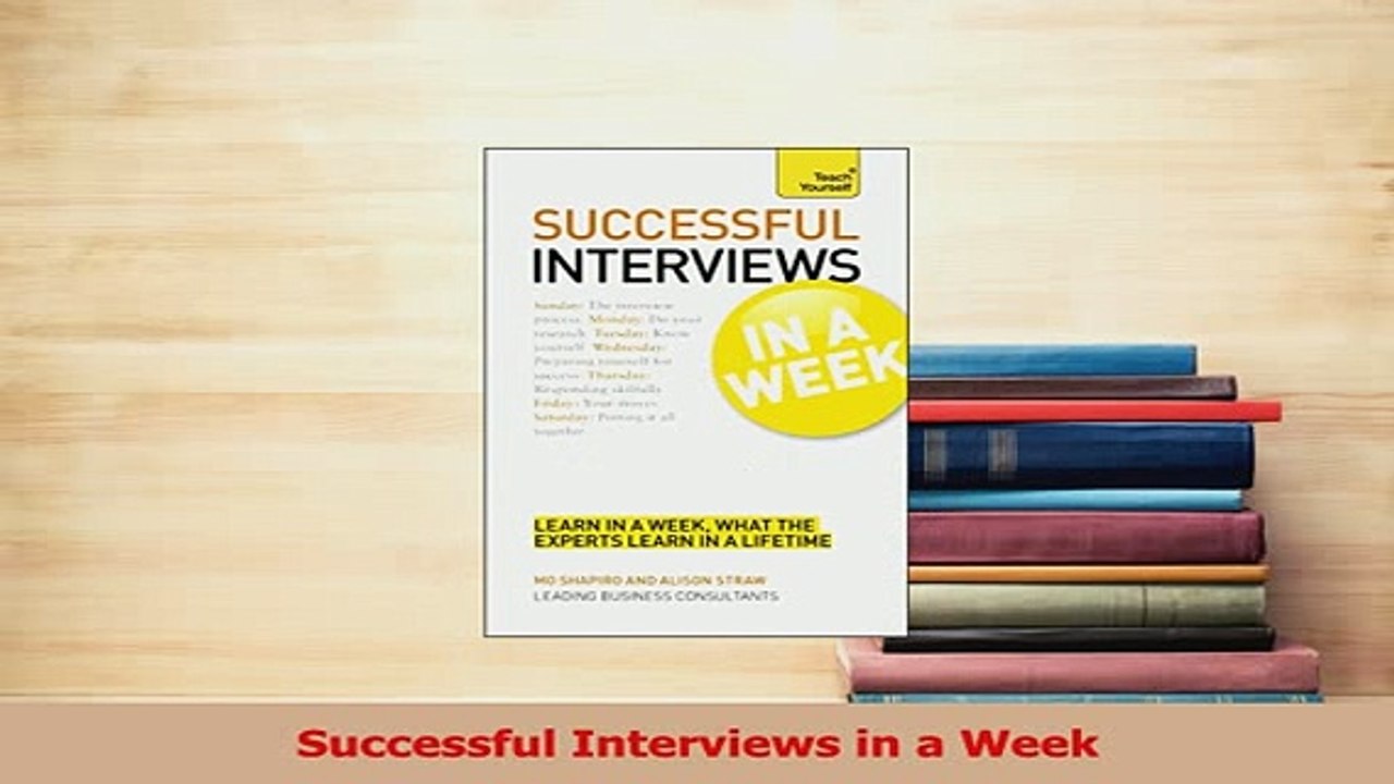 PDF  Successful Interviews in a Week Read Full Ebook