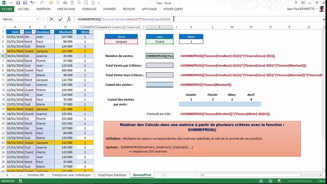 Excel - Comment consolider vos données avec la Fonction Sommeprod()