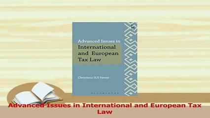 Download  Advanced Issues in International and European Tax Law PDF Free