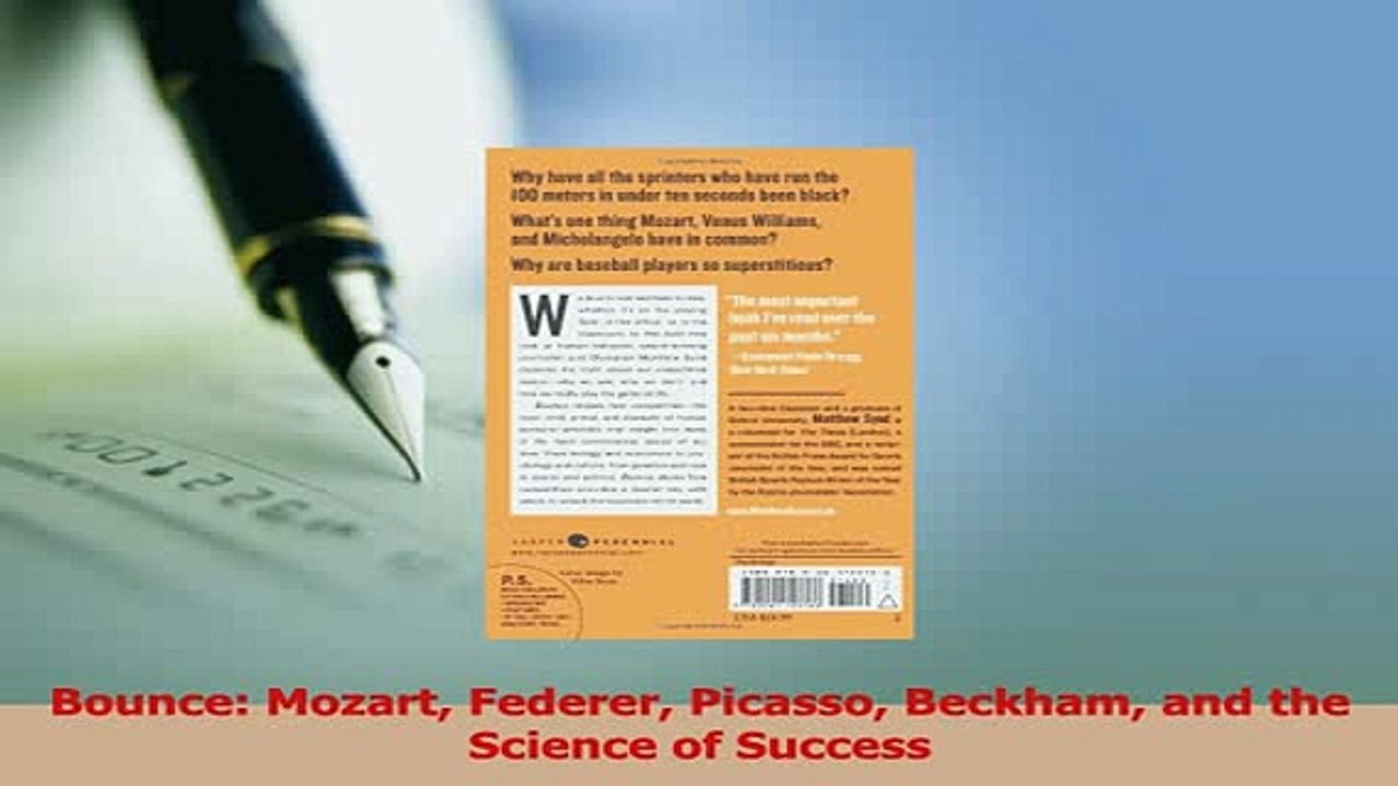 PDF  Bounce Mozart Federer Picasso Beckham and the Science of Success Free Books