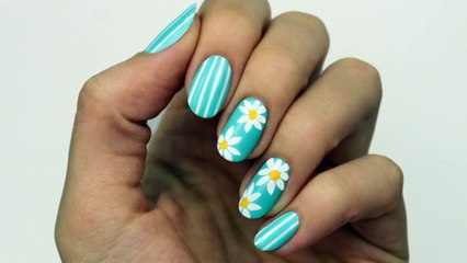 Spring Daisy Nail Art Design