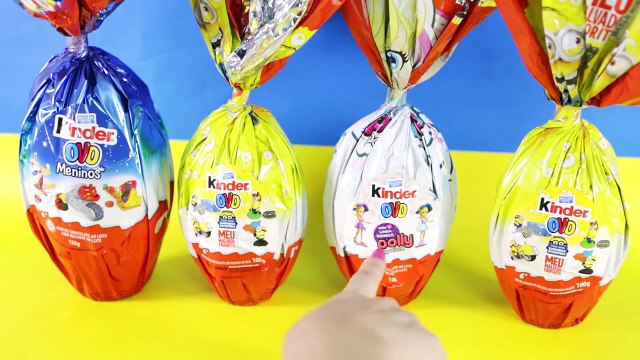 4 Big Surprise Eggs Kinder Despicable Me Polly Ovos Surpresas de Páscoa Meu Malvado Favor