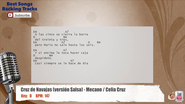 Cruz de Navajas (Version Salsa) Mecano _ Celia Cruz Vocal Backing Track with chords and lyrics