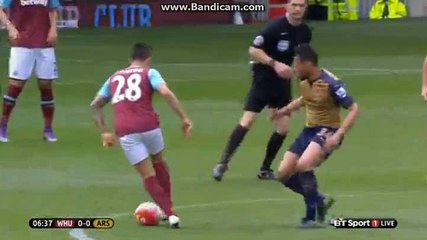 Manuel Lanzini Horror Foul West Ham 0-0 Arsenal 09-04-2016