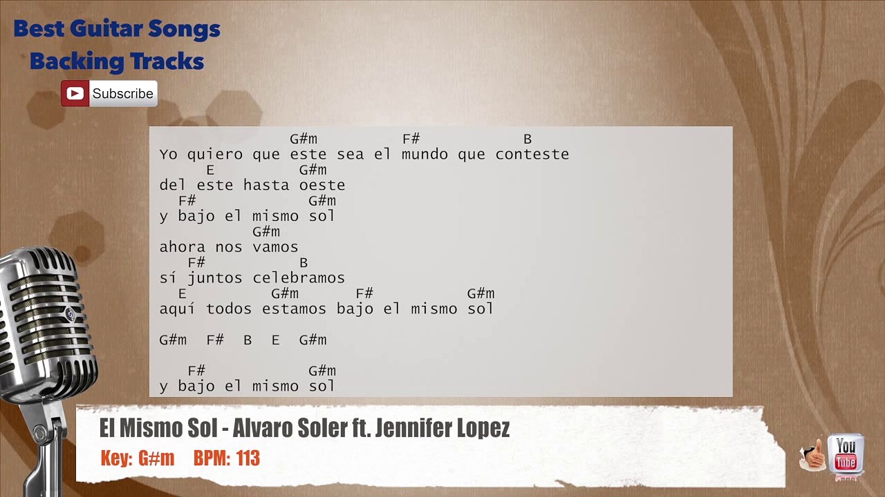 El Mismo Sol - Alvaro Soler ft. Jennifer Lopez Vocal Backing Track with chords and lyrics