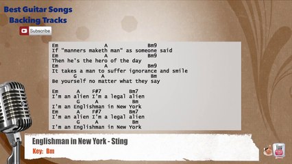 Englishman in New York - Sting Vocal Backing Track with chords and lyrics