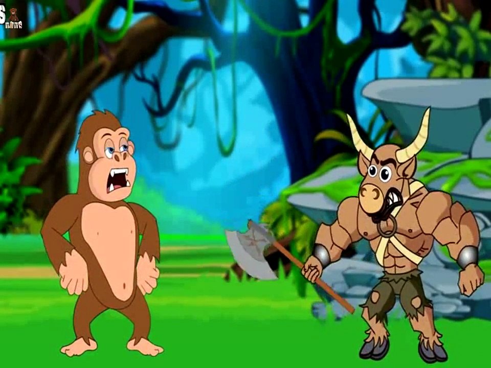 Battles Crazy Gorilla Vs Bull Man   Finger Family Nursery Rhymes