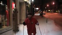 Canadian Joe Dirt Skiing on Queen St. in the Toronto Snowstorm of 2008 part 4