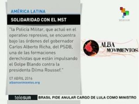 Movimientos sociales del ALBA expresan solidaridad con el MST
