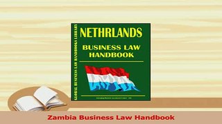 PDF  Zambia Business Law Handbook Read Online
