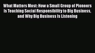 [Read book] What Matters Most: How a Small Group of Pioneers Is Teaching Social Responsibility
