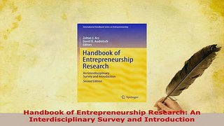 PDF  Handbook of Entrepreneurship Research An Interdisciplinary Survey and Introduction Download Full Ebook
