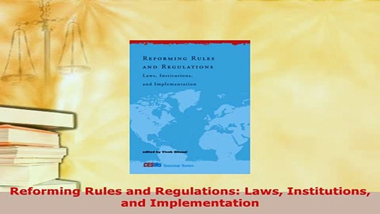 PDF  Reforming Rules and Regulations Laws Insti...