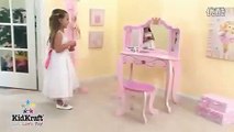 Girls Pink Princess Vanity Dressing Table and Stool KidKraft 76123 标清