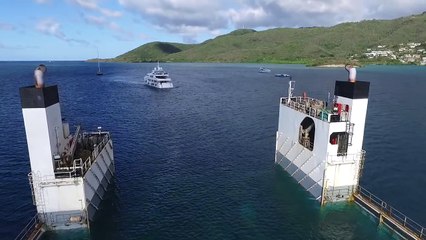 Great aerial Footage of DYT vessel Super Servant 4's float-on yacht transport method in Martinique!