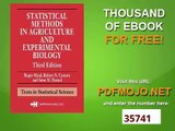 Statistical Methods in Agriculture and Experimental Biology, Third Edition Texts in Statistical Scie