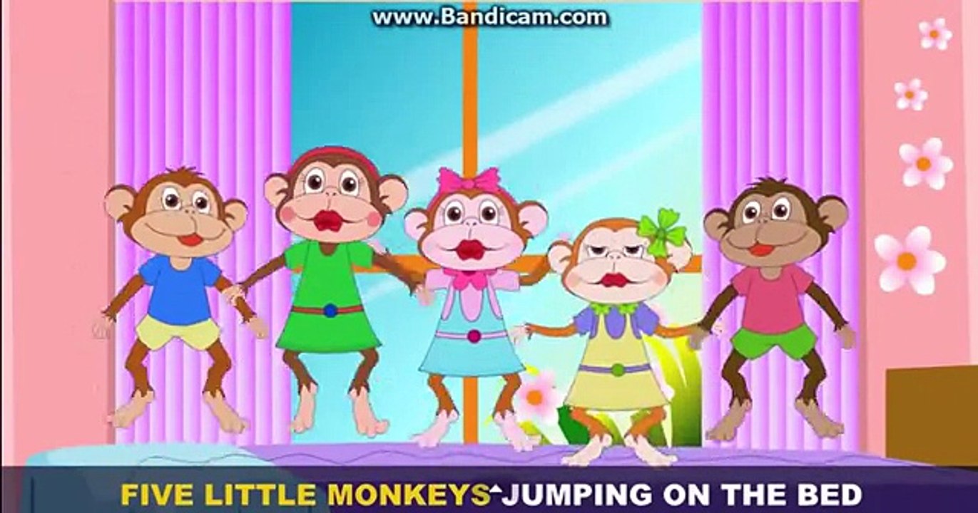Five Little Monkeys Jumping On The Bed. Kids Song Nursery Rhymes