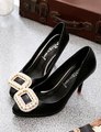 Women's high heel shoes Vintage Pearl shallow mouth high heels shoes.avi