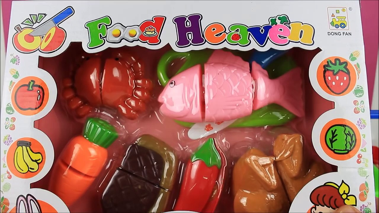 Toy kitchen cooking velcro food steak fish chilli chicken crab carrot ASMR