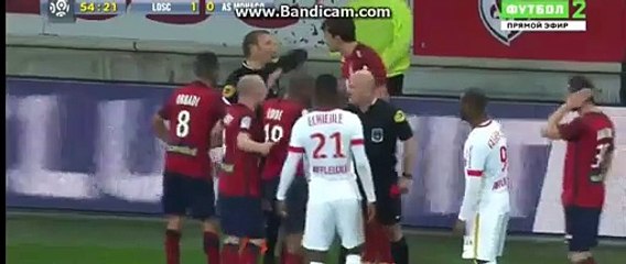 Renato Civelli Horror Foul And Gets RED CARD - Lille vs Monaco 10.04.2016