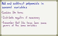 Add and subtract polynomials in several variables