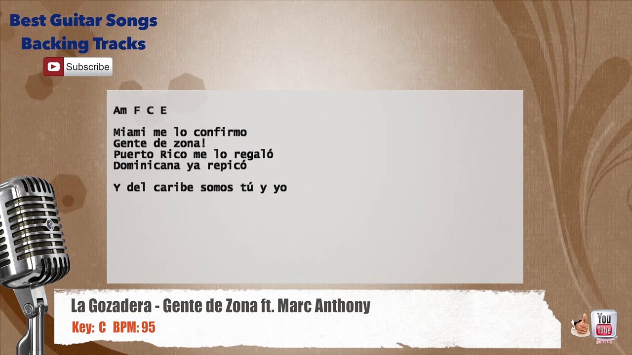 La Gozadera - Gente de Zona ft. Marc Anthony Vocal Backing Track with chords and lyrics