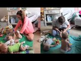 Parents of Triplets Compete in a Diaper Change Challenge