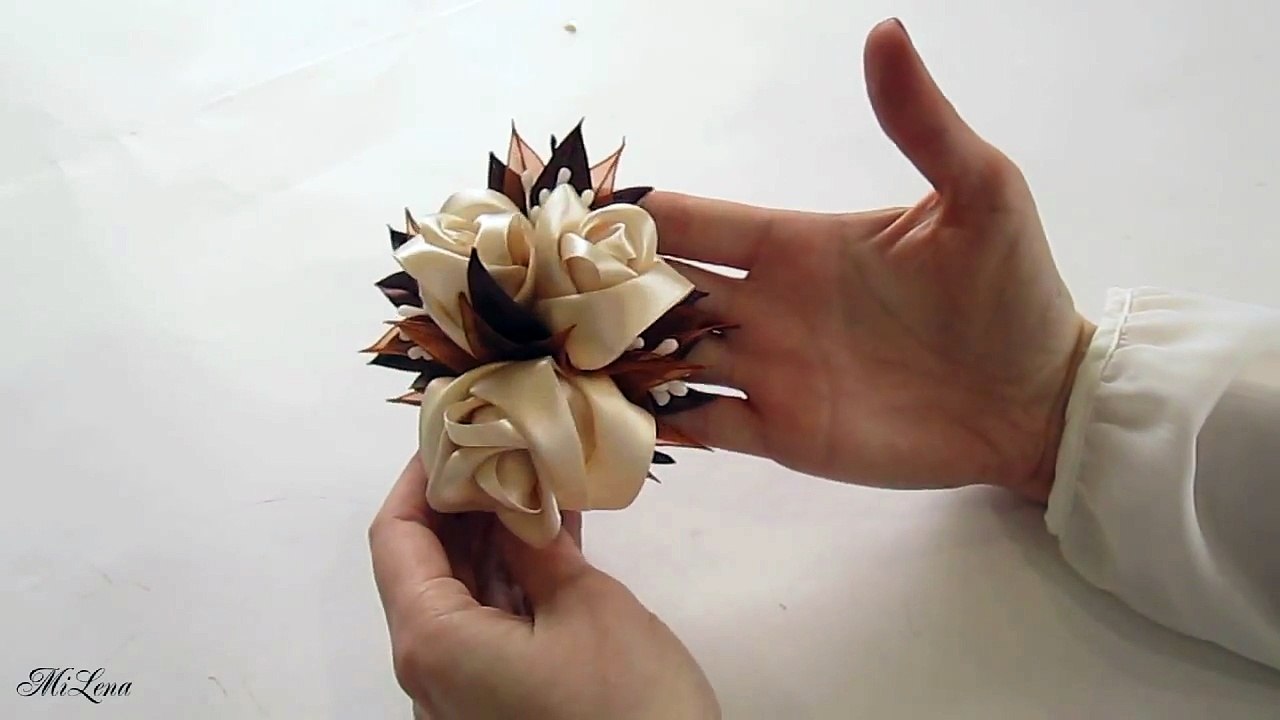 МК _ DIY Hair clip with roses _ DIY Flower hair clip